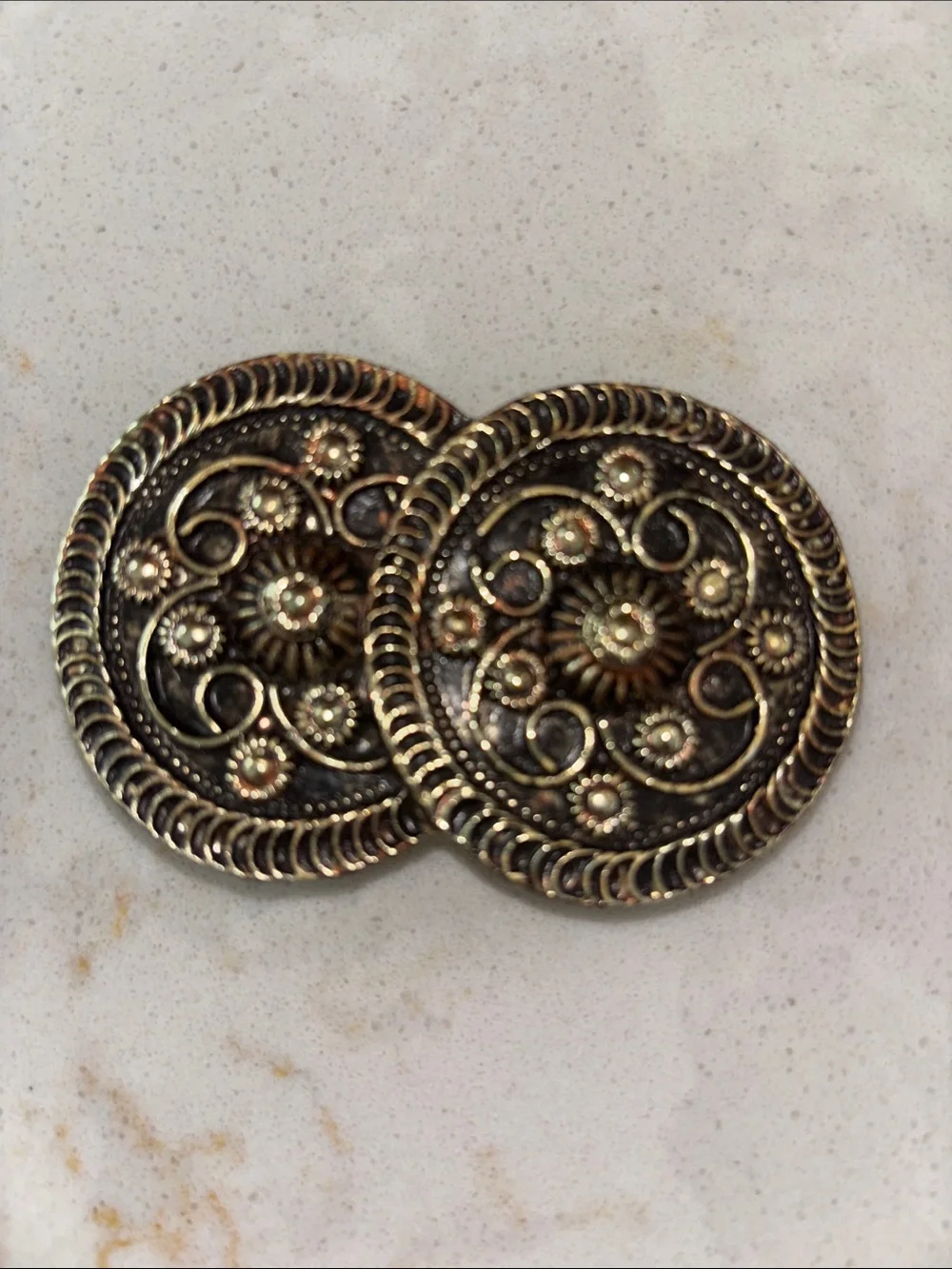 Vintage Floral Round Metal Button Belt Buckle